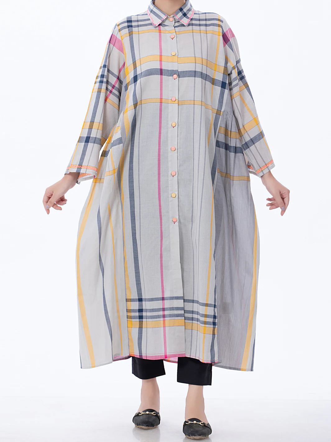 Grey Yarn-Dyed Tunic - ALP-LK-1368