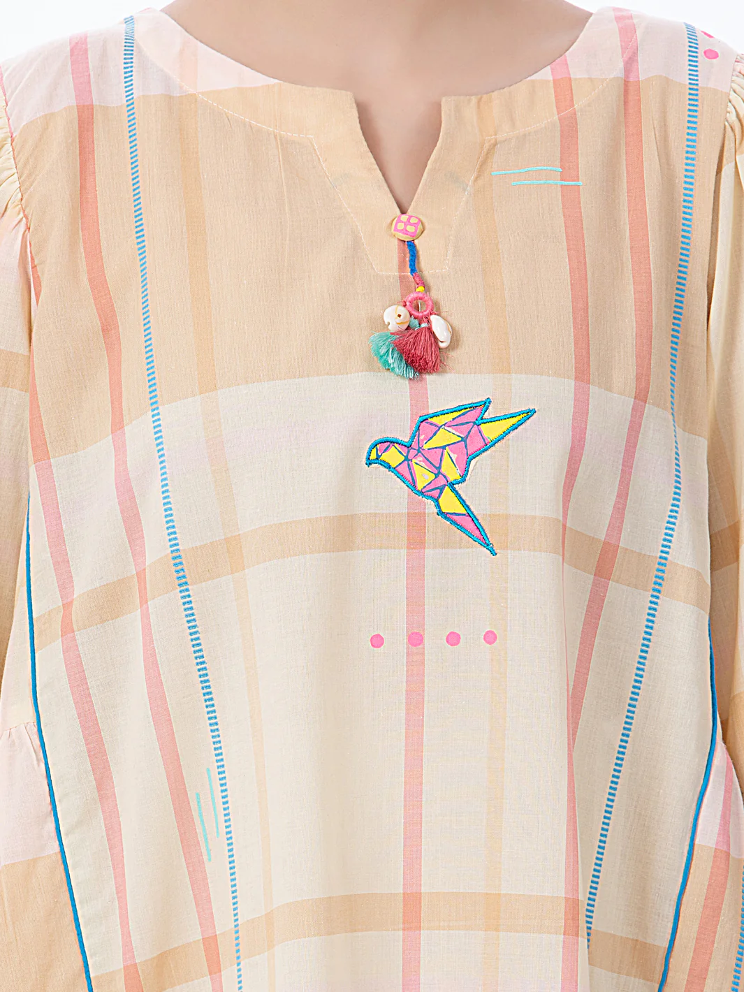 Cream Yarn-Dyed Tunic - ALP-LK-1369 - Image 3