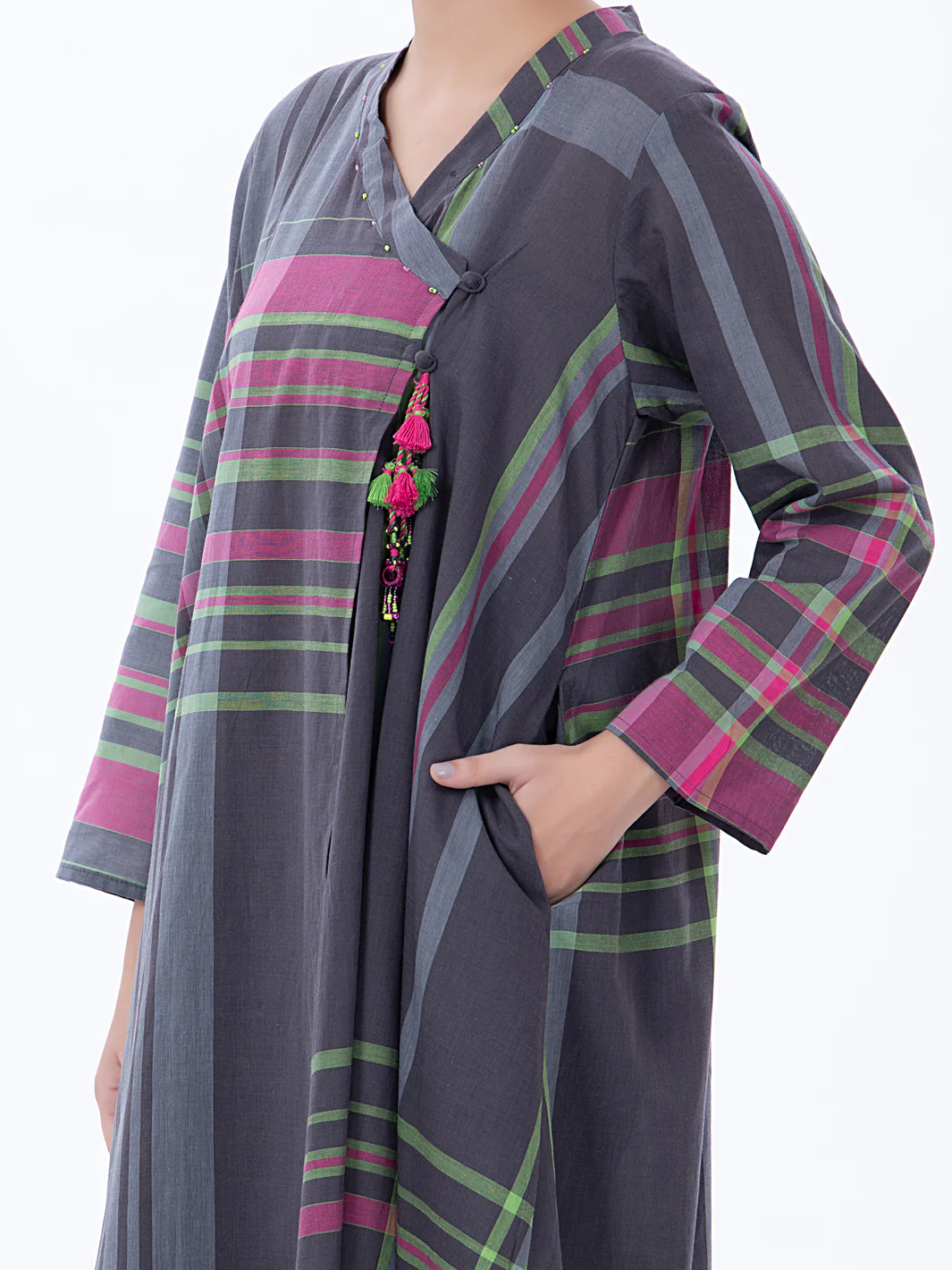 Dark Grey Yarn-Dyed Tunic - ALP-LK-1370 - Image 4
