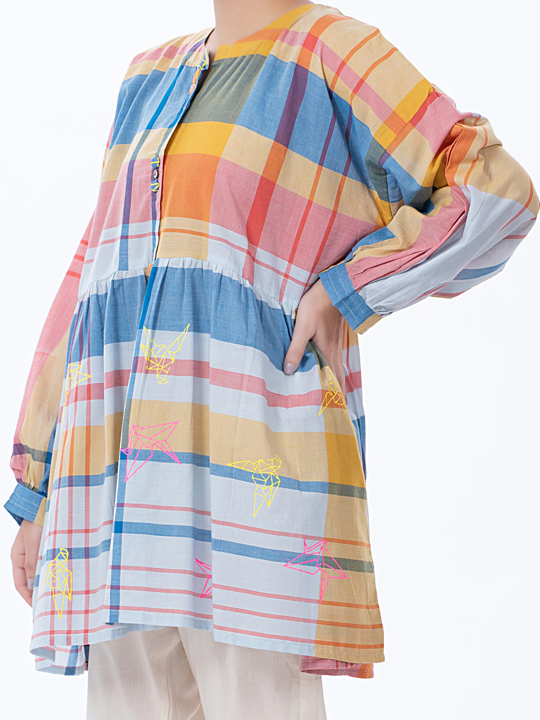 Light Grey Yarn-Dyed Tunic - ALP-LK-1373 - Image 4