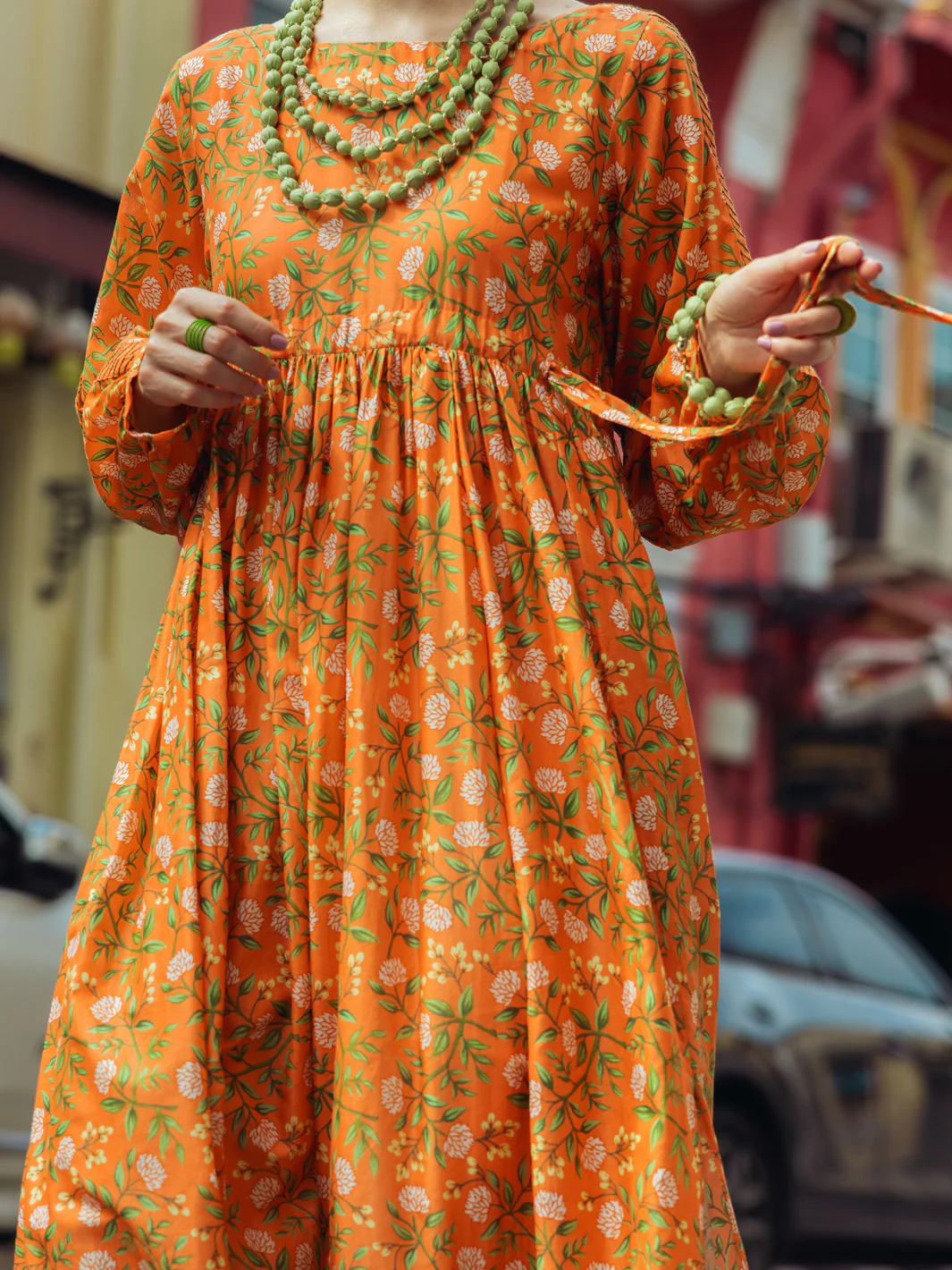 Orange Digital Lawn Tunic - ALP-LK-1760 - Image 3