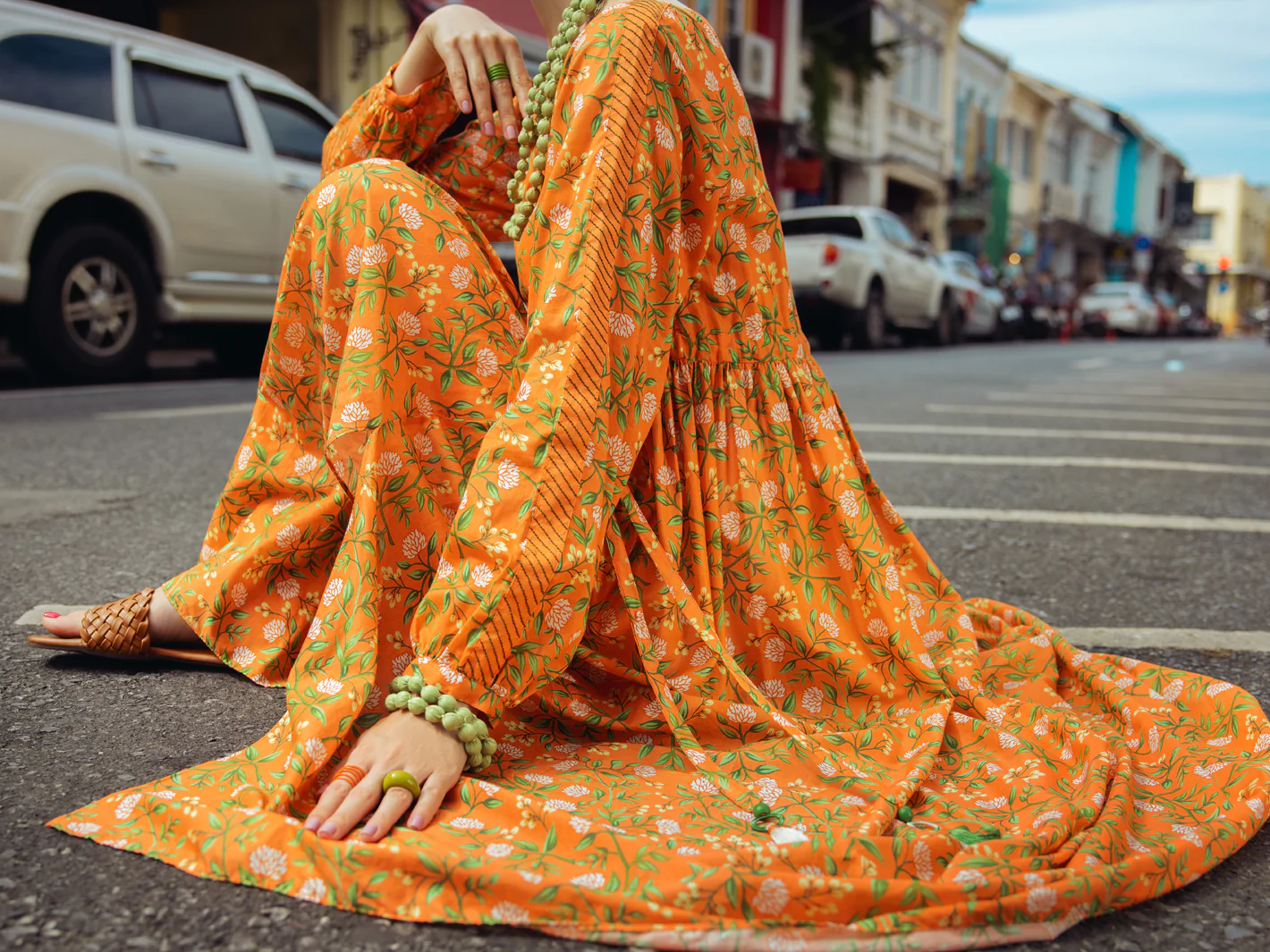Orange Digital Lawn Tunic - ALP-LK-1760 - Image 4