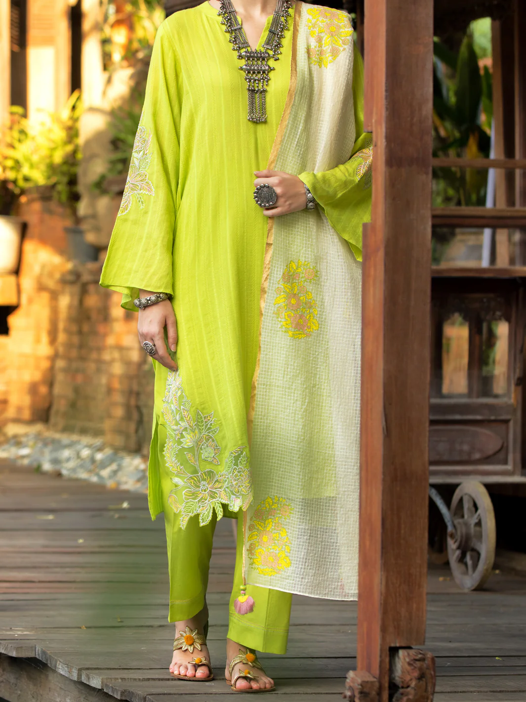 Lime Green Dobby Tunic - ALP-LK-1829