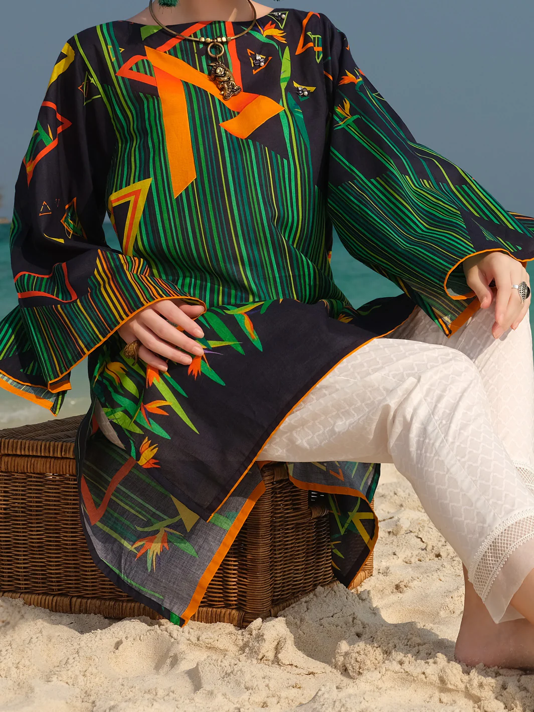 Navy Blue Lawn Tunic - ALP-LK-669 - Image 2
