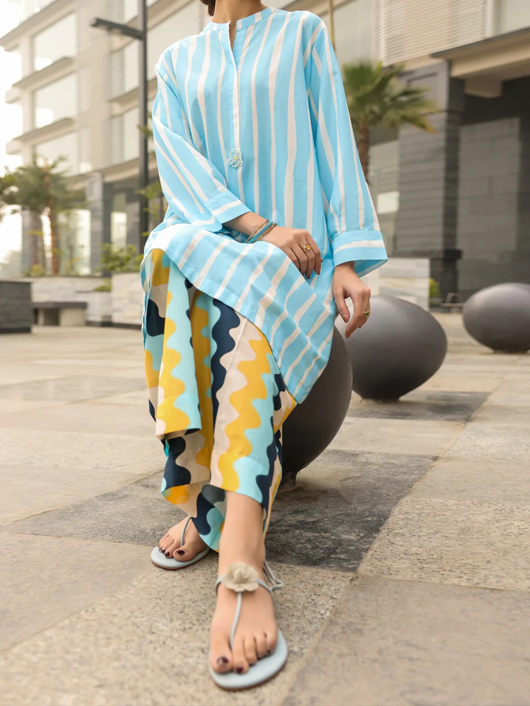Blue Lawn Kurti - ALP-SLK-2548 - Image 3