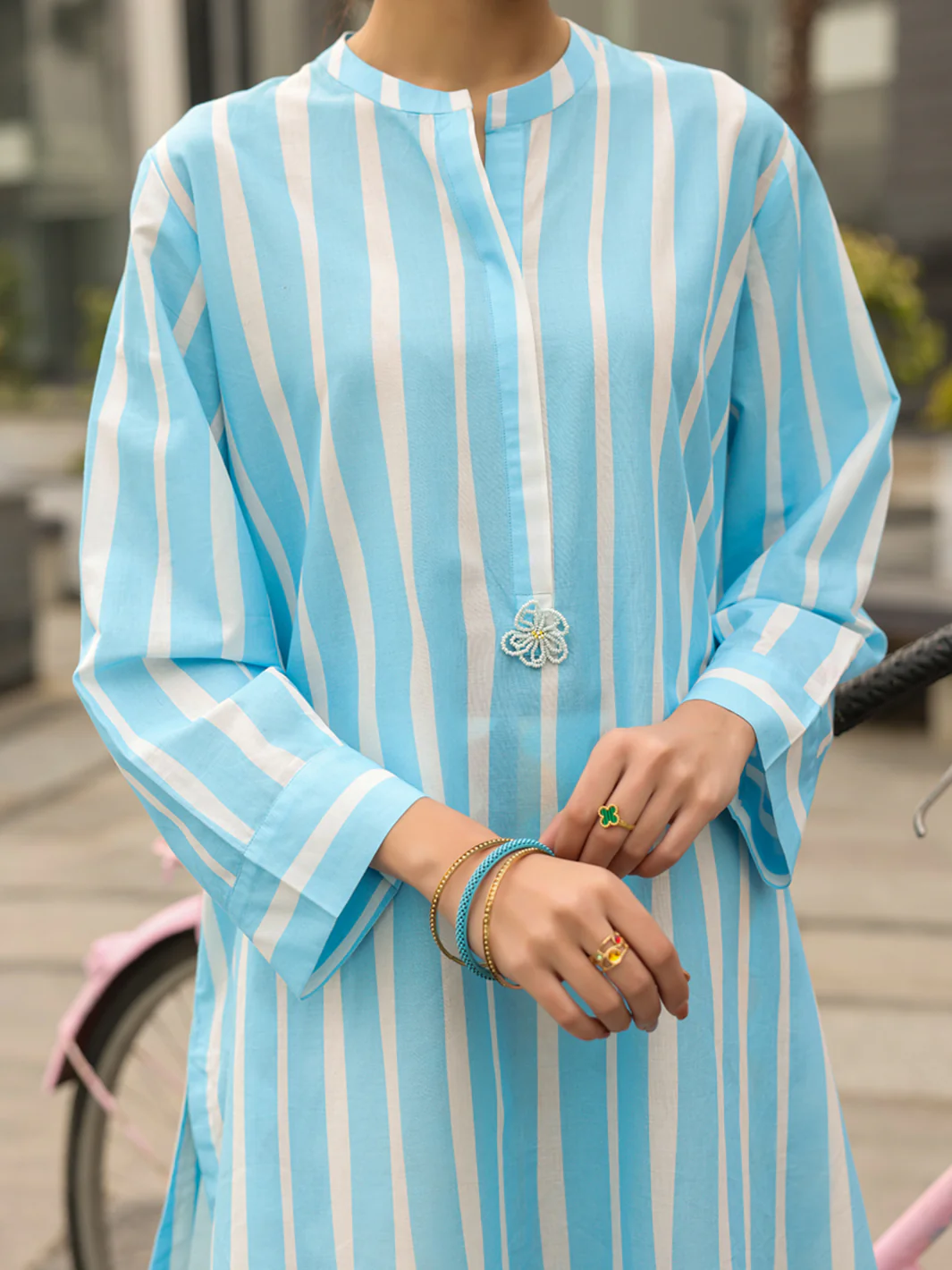Blue Lawn Kurti - ALP-SLK-2548 - Image 5