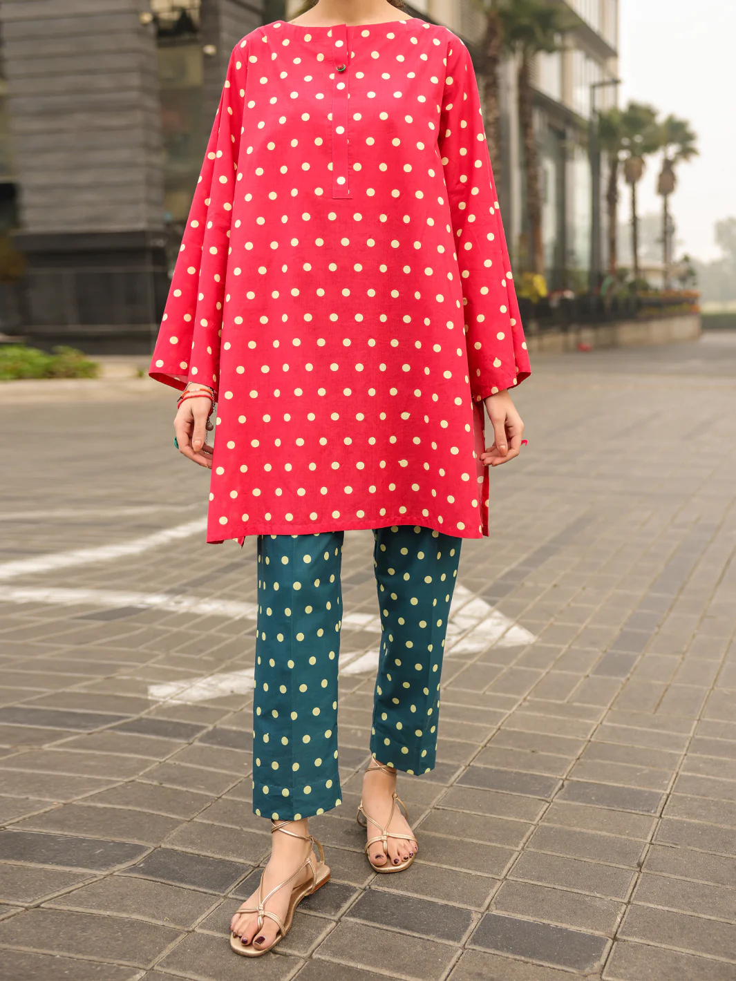 Red Lawn Kurti - ALP-SLK-2549 - Image 4
