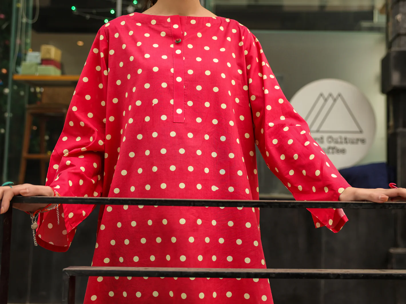 Red Lawn Kurti - ALP-SLK-2549 - Image 5