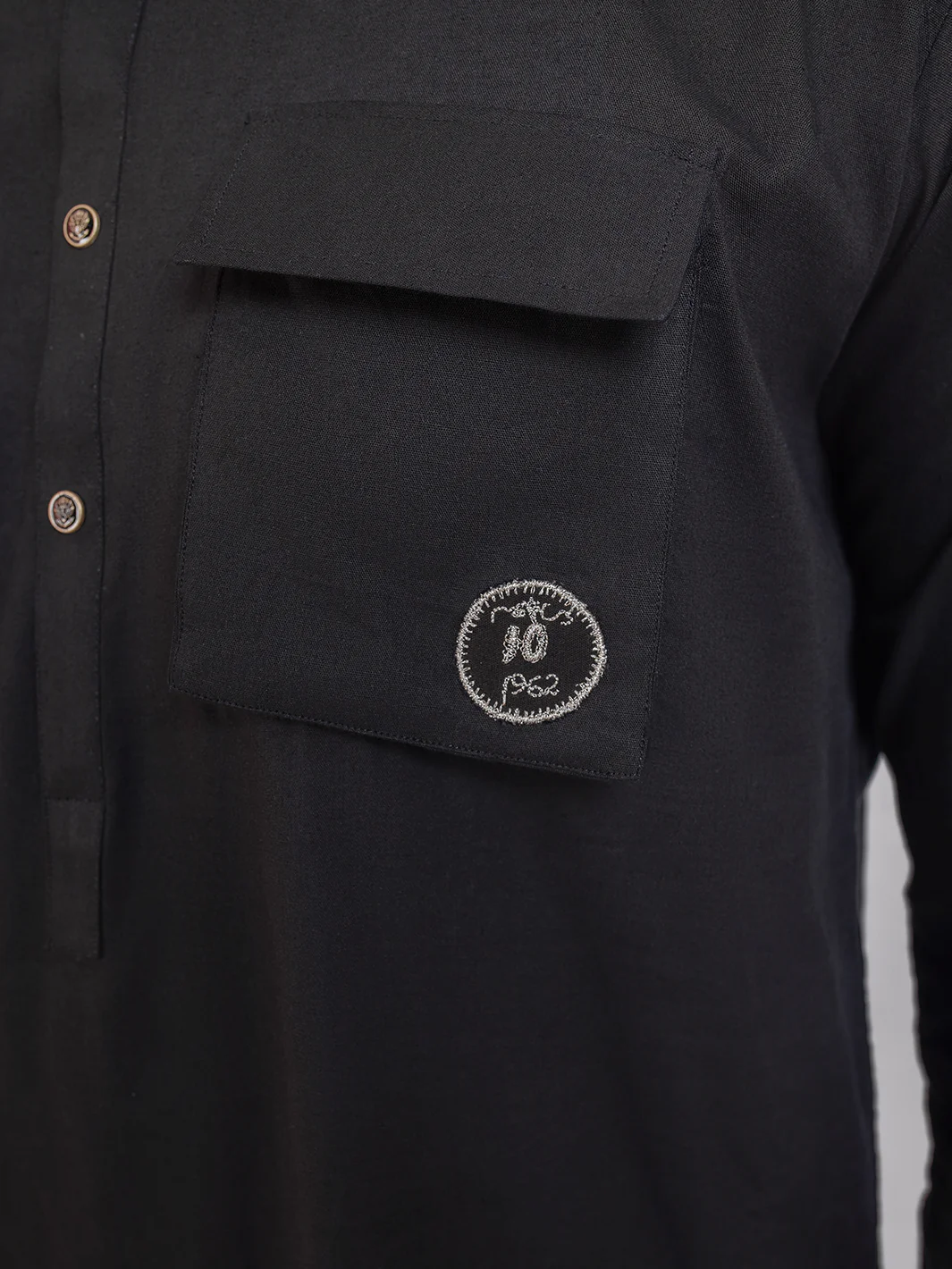 Black Cambric Short Kurta - ALSK014 - Image 3