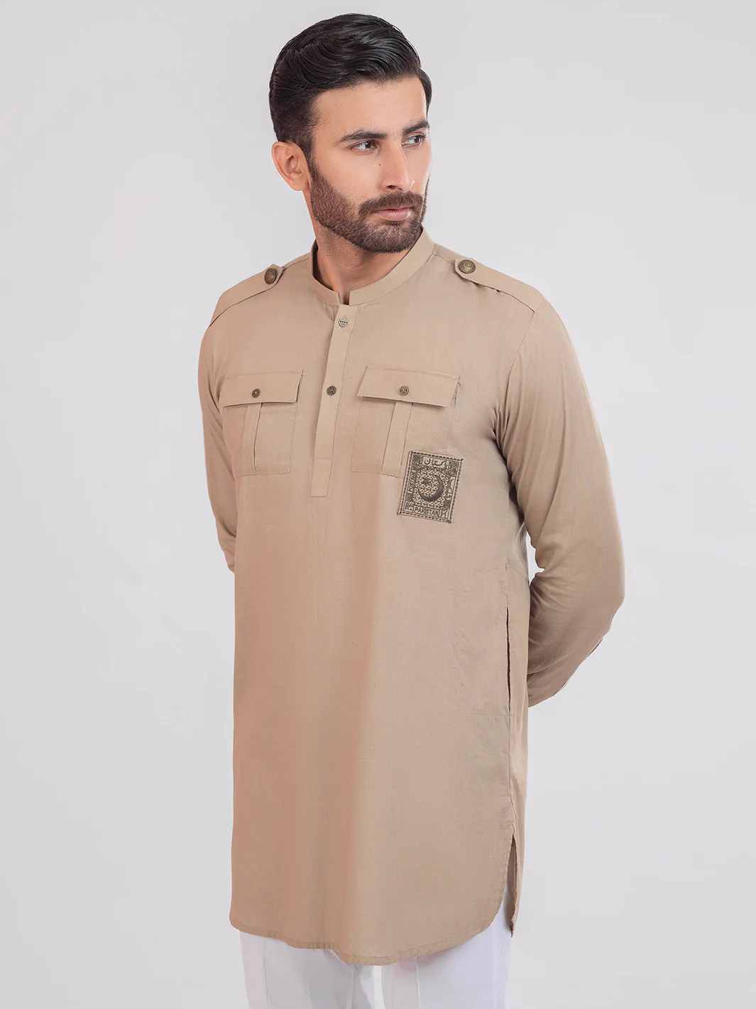 Camel Brown Cambric Short Kurta - ALSK015 - Image 2