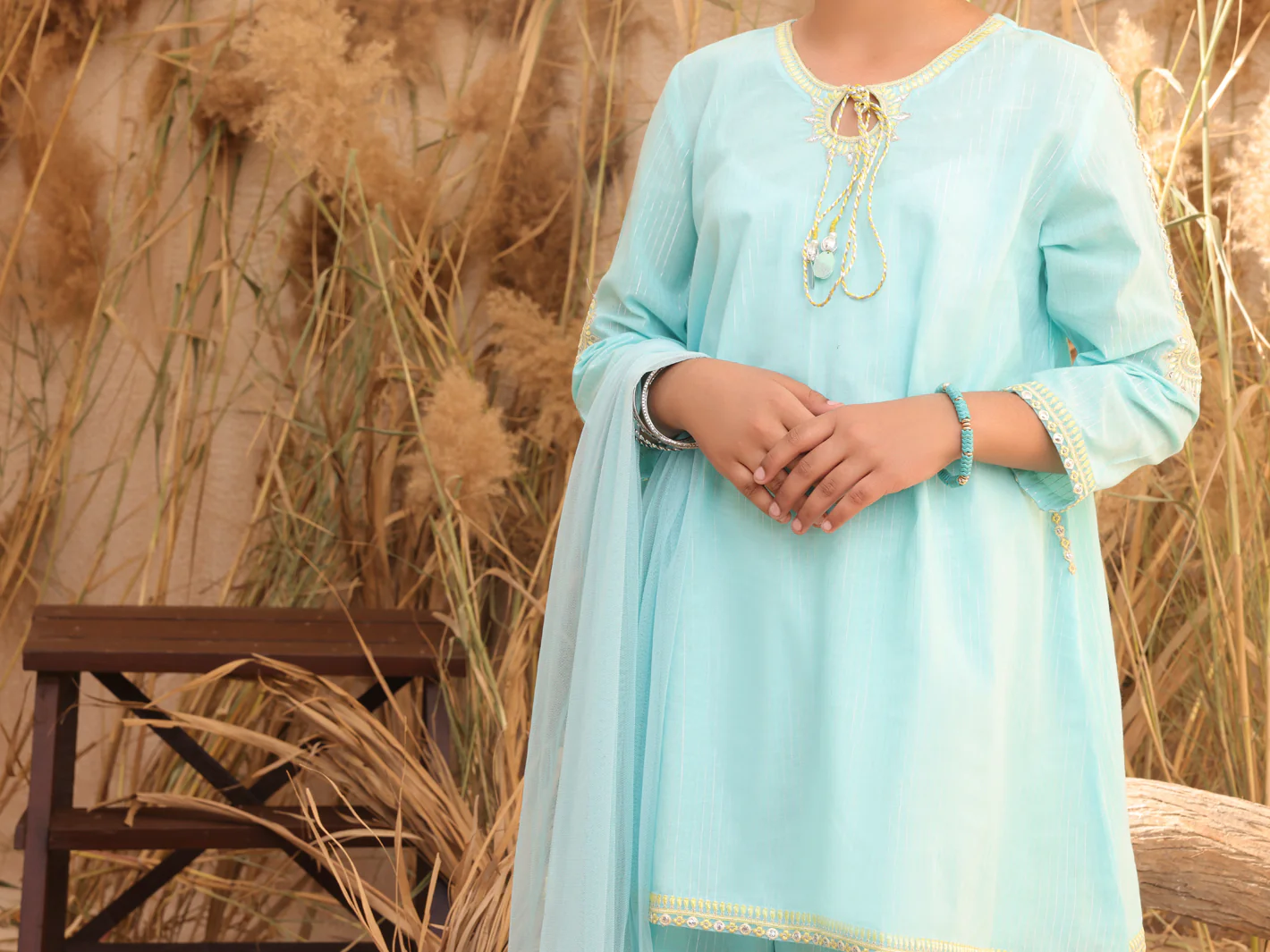 Ice Blue 2 Piece Stitched - ALT-2PS-LKS-1027 - Image 5