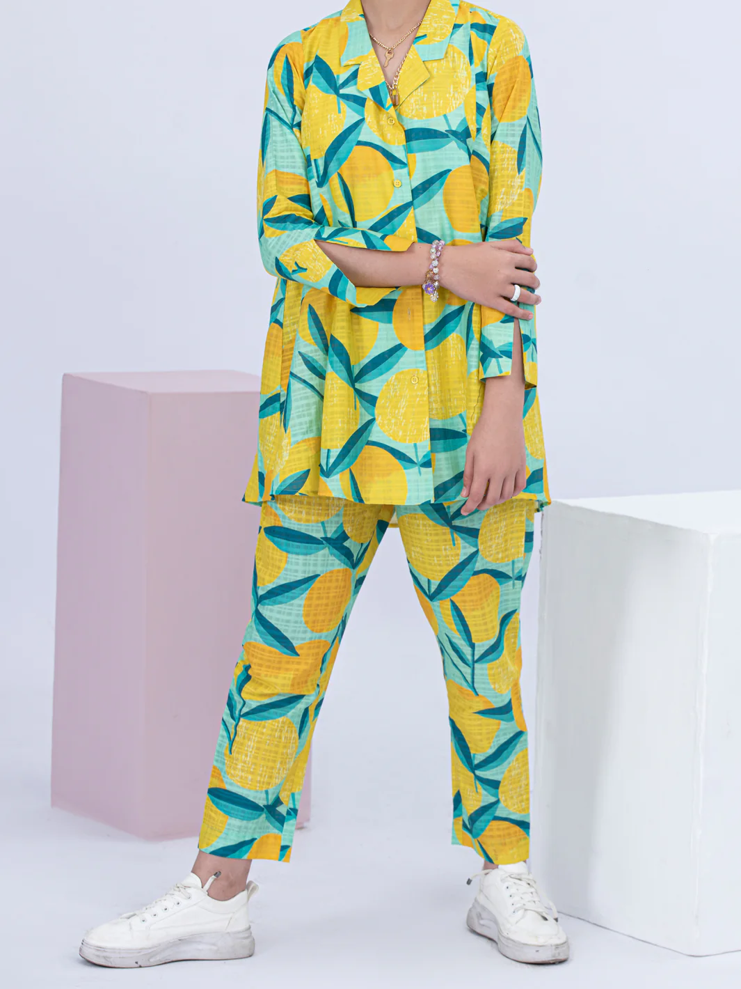 Yellow Cotton Dobby 2 Piece Stitched - ALT-2PS-LKS-1058