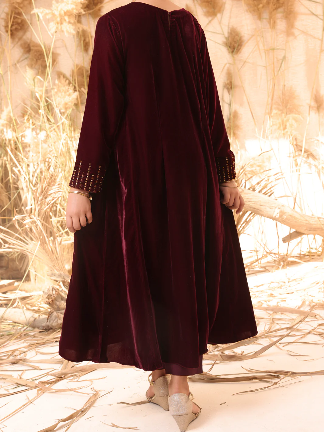 Maroon Velvet 2 Piece Stitched - ALT-2PS-LKS-1066A - Image 2