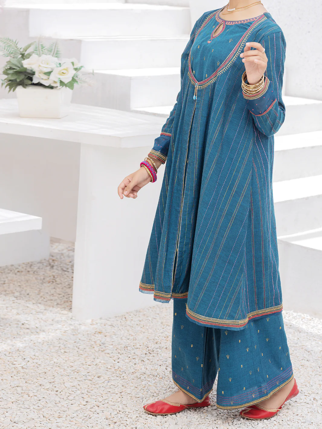 Turquoise Raw Silk 2 Piece Stitched - ALP-2PS-LKS-1074 - Image 2