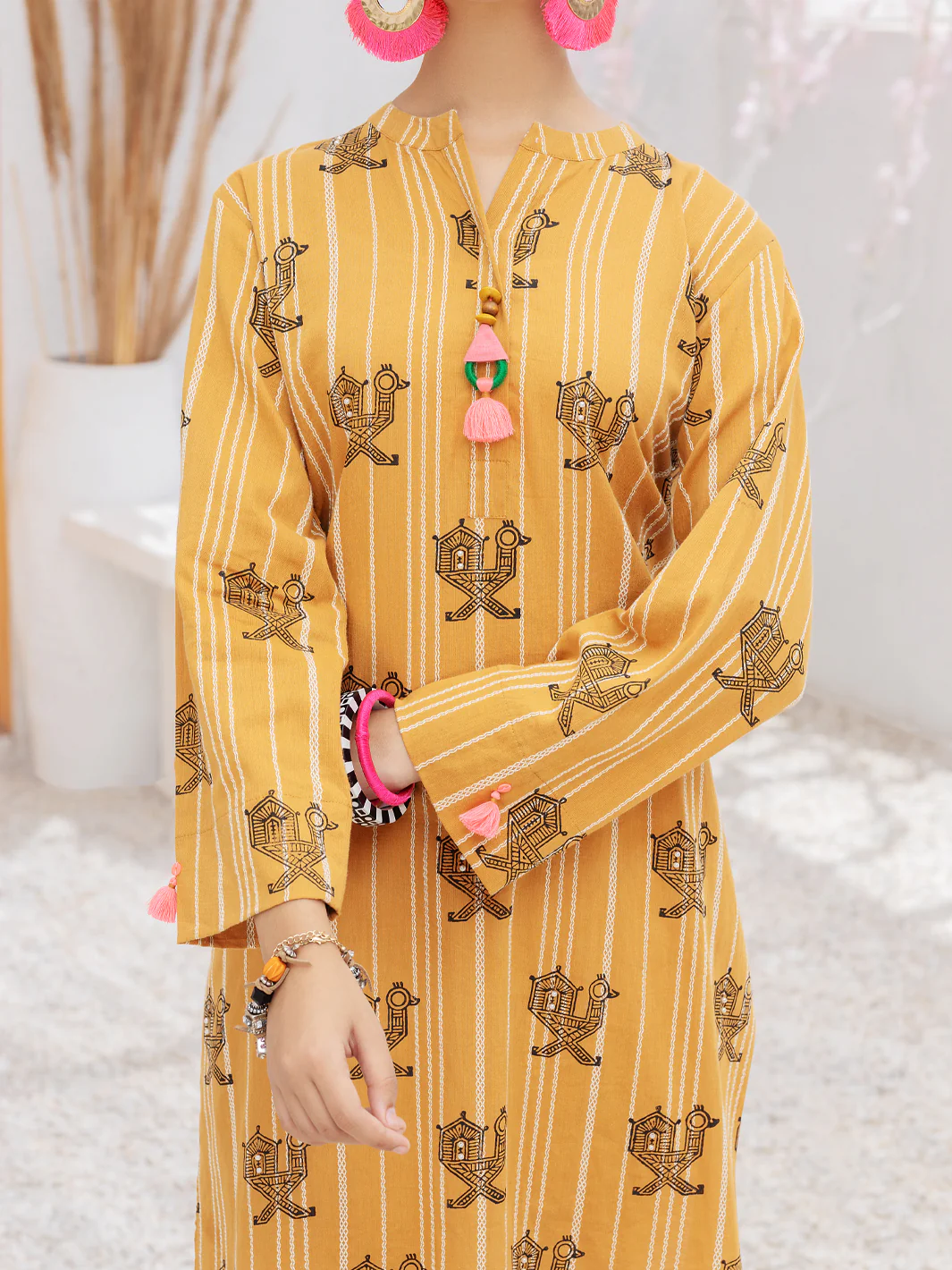 Mustard Yarn Dyed 2 Piece Stitched - ALT-2PS-LKS-1078 - Image 3