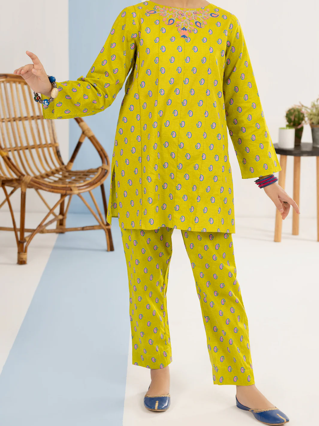 Parrot Green Dobby Square 2 Piece Stitched - ALT-2PS-LKS-1119 - Image 3