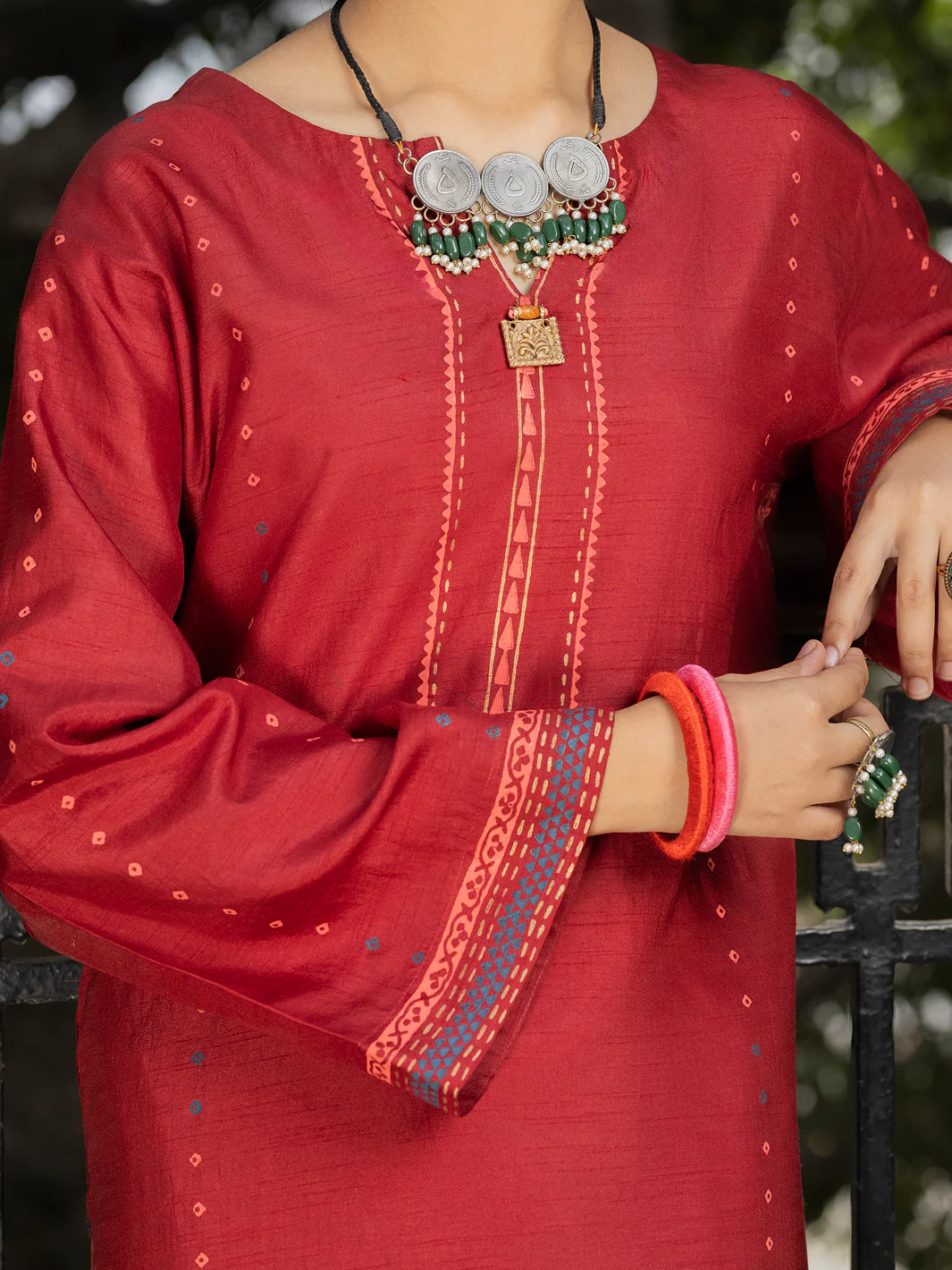 Maroon Raw Silk 2 Piece Stitched - ALT-2PS-LKS-1135 - Image 3