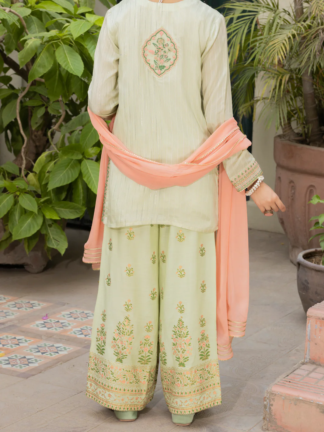 Pistachio Green Lurex 3 Piece Stitched - ALT-3PS-LS-1129 - Image 2
