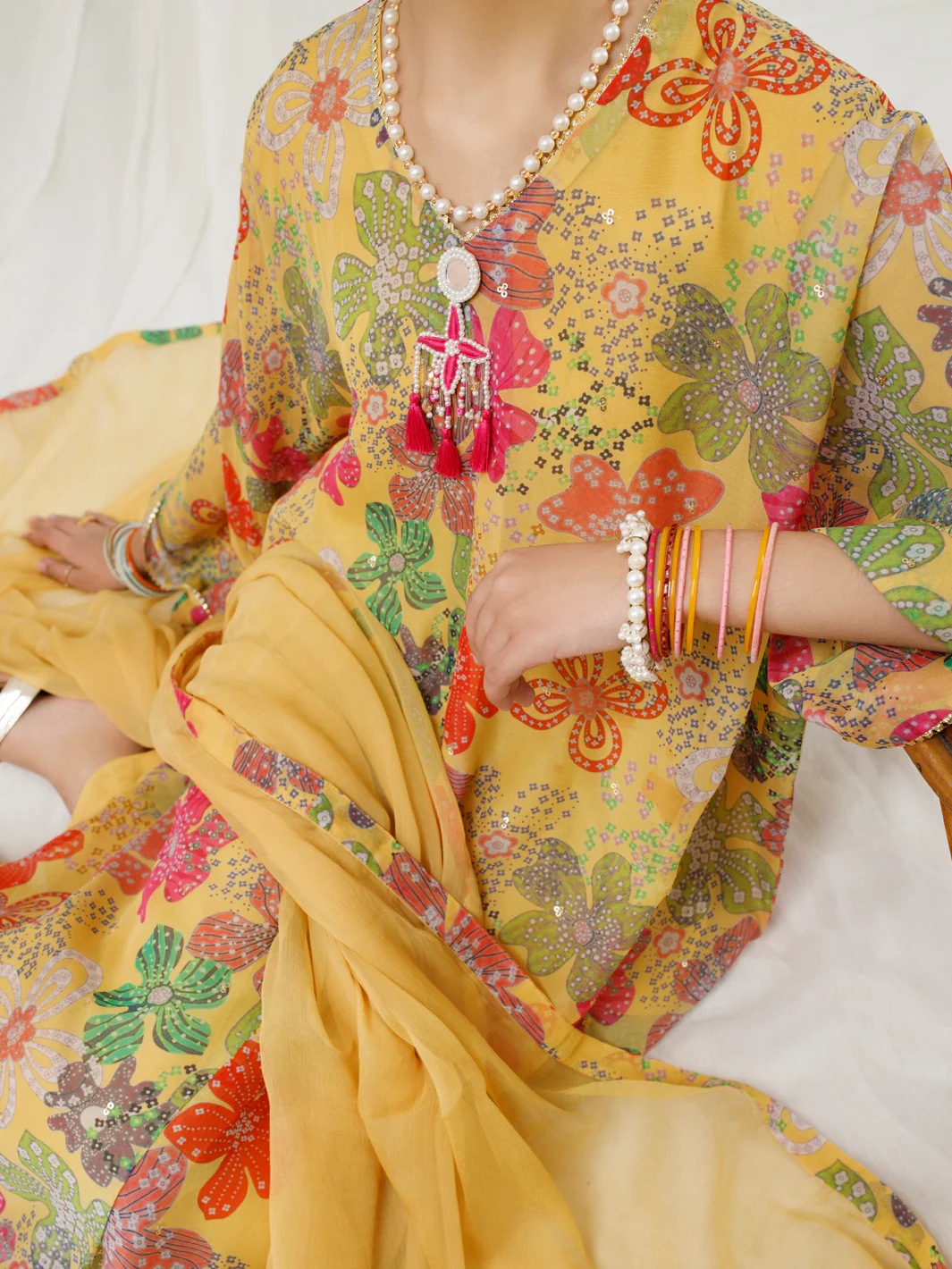 Yellow Georgette 3 Piece Stitched - ALT-3PS-LS-1148 - Image 3