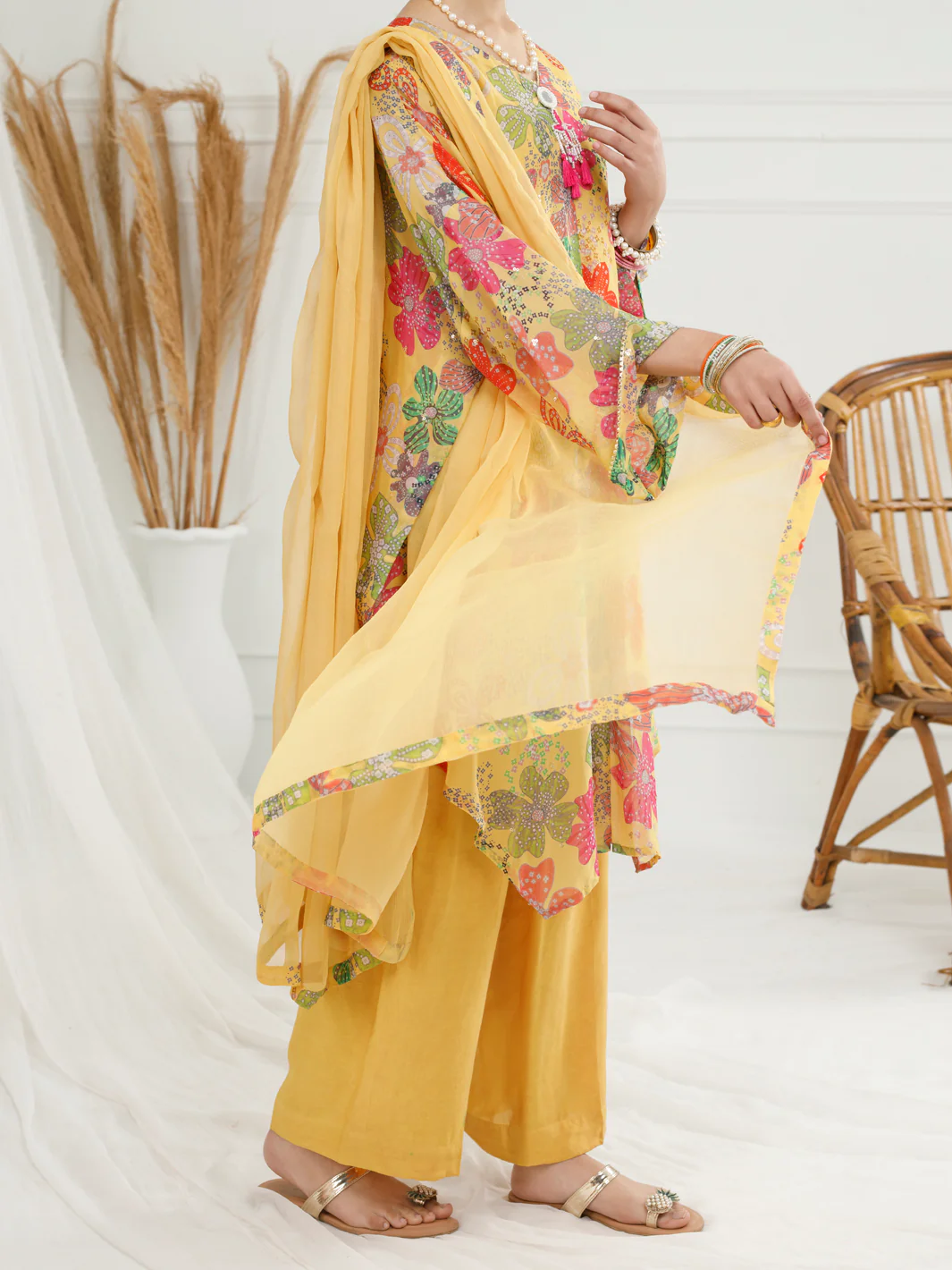 Yellow Georgette 3 Piece Stitched - ALT-3PS-LS-1148 - Image 4