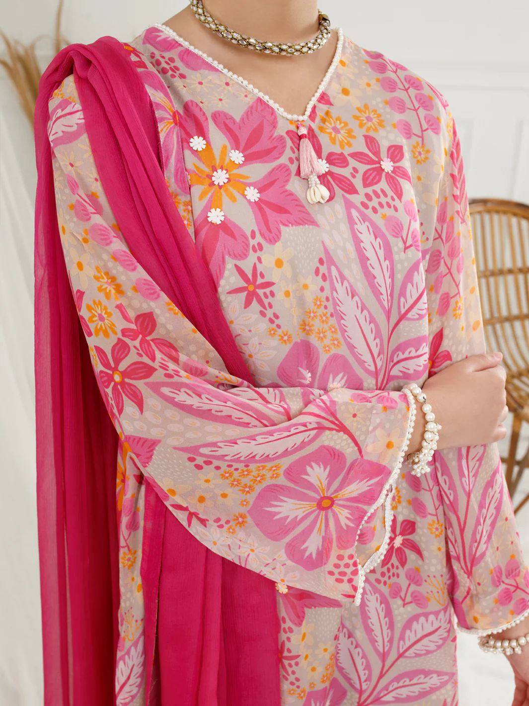 Pink Georgette 3 Piece Stitched - ALT-3PS-LS-1150 - Image 3