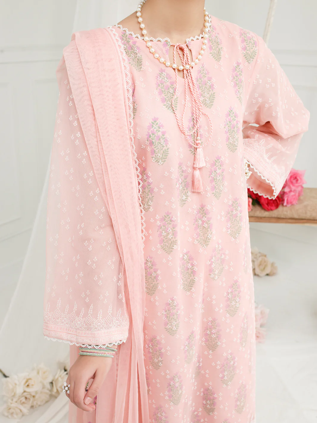Pink Poly Net 3 Piece Stitched - ALT-3PS-LS-1157 - Image 2
