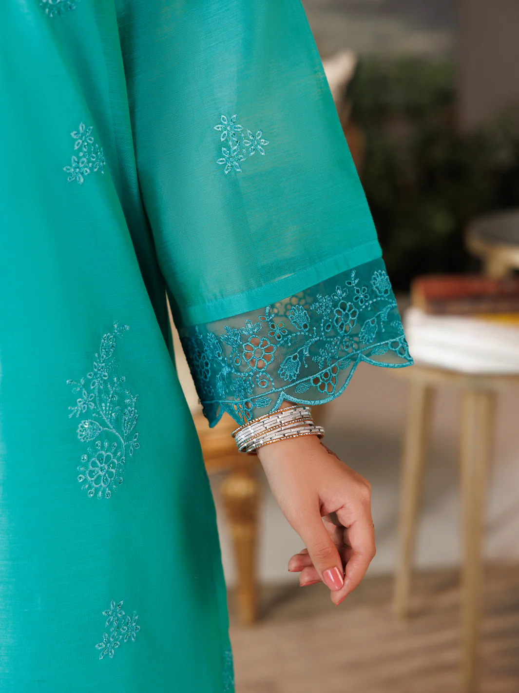 Sea Green Modal 3 Piece Stitched - ALT-3PS-LS-1166 - Image 4