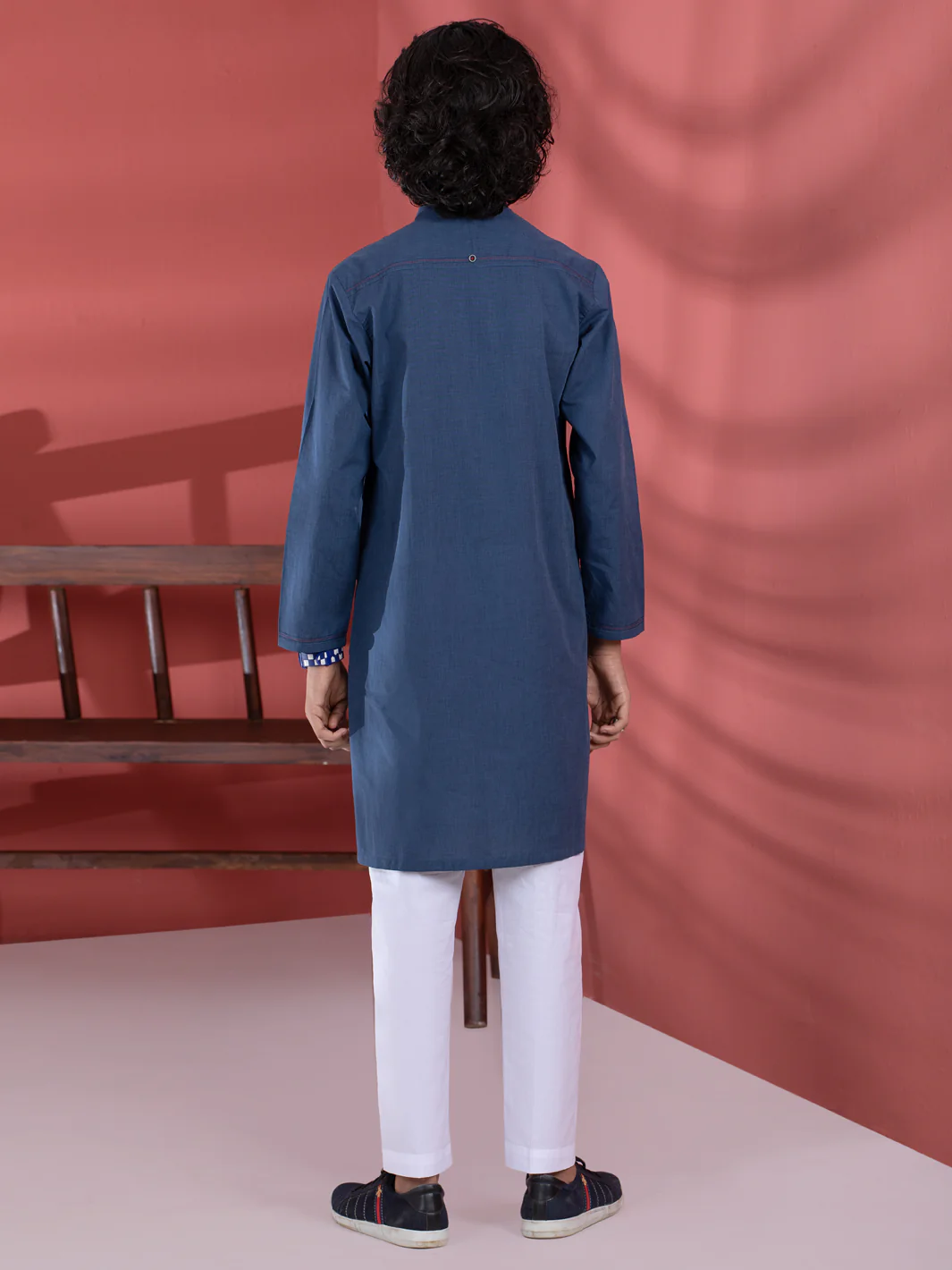 Blue Cotton Boy Kurta - ALT-K-003 - Image 3