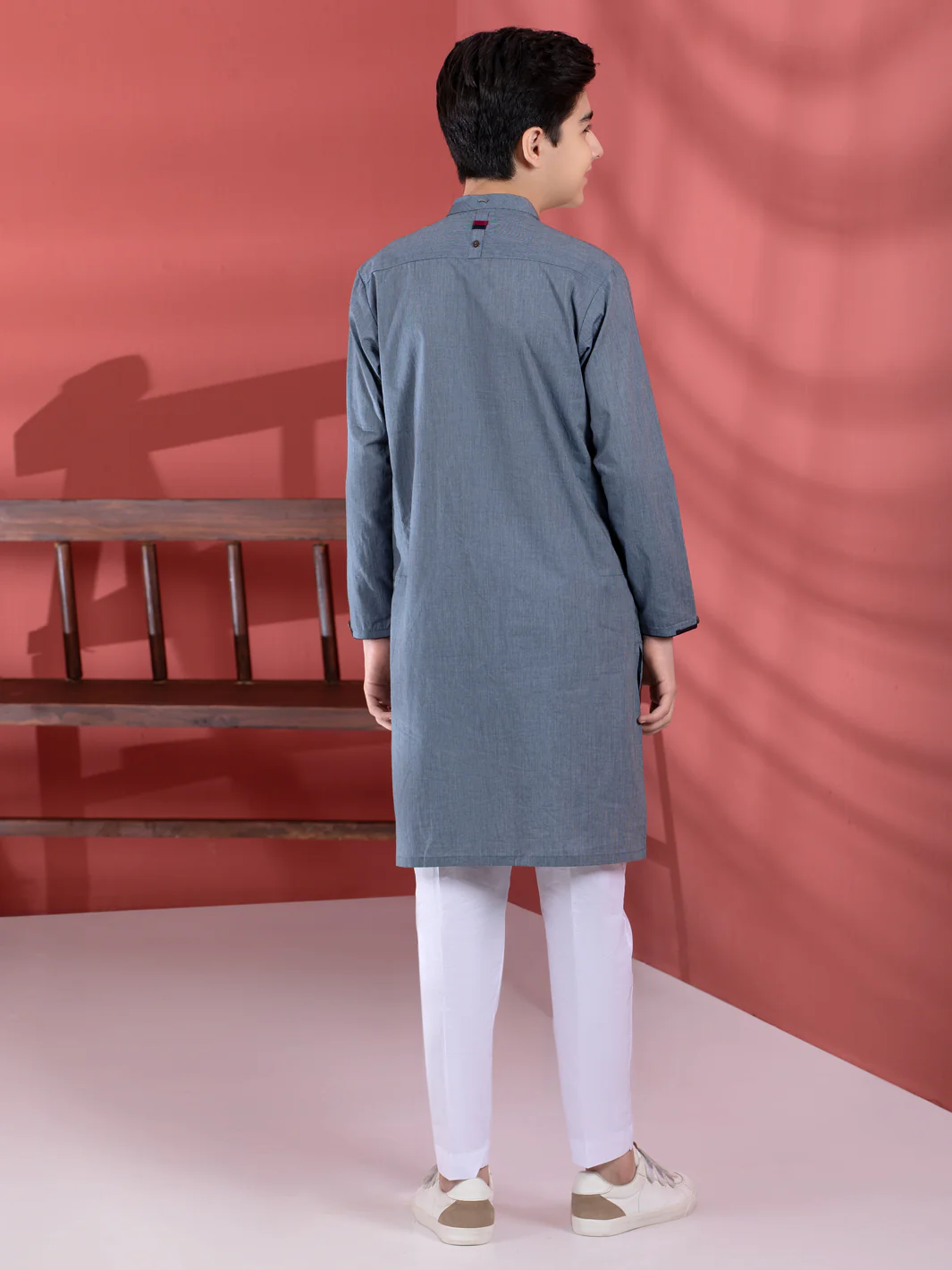 Blue Cotton Boy Kurta - ALT-K-009A - Image 3