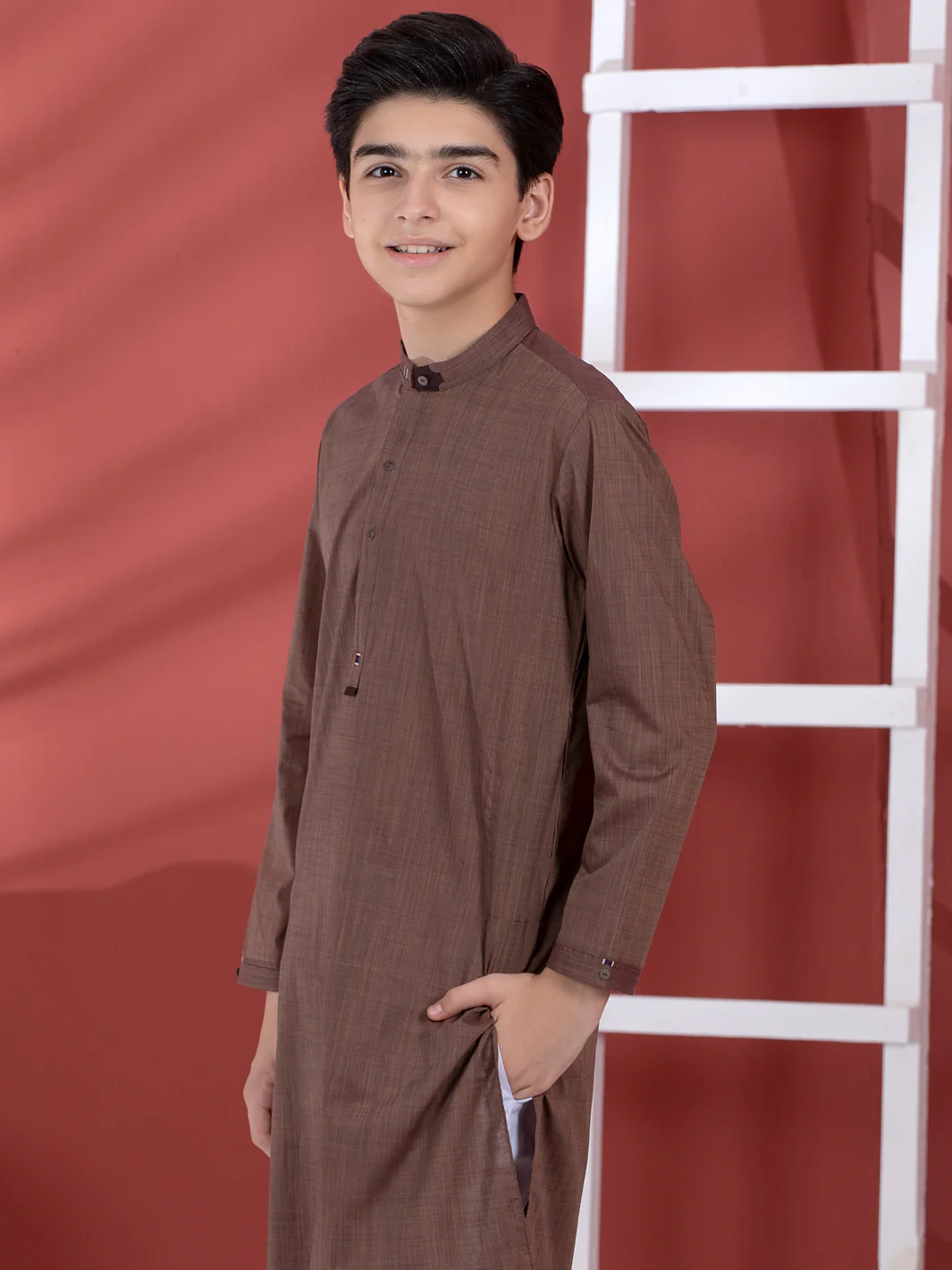 Brown Cotton Boy Kurta - ALT-K-010 - Image 3