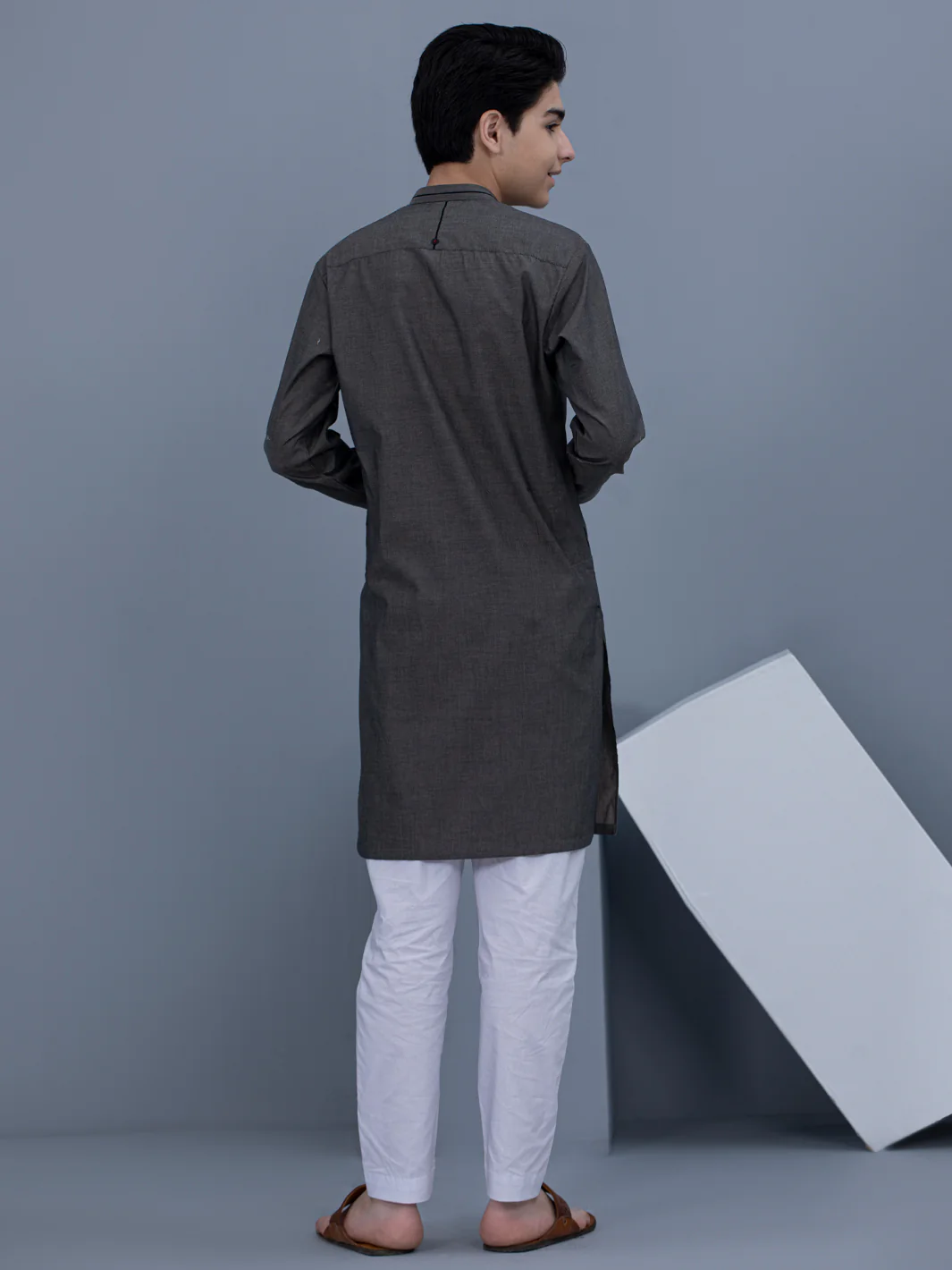 Grey Cotton Kurta - ALT-K-021A - Image 3