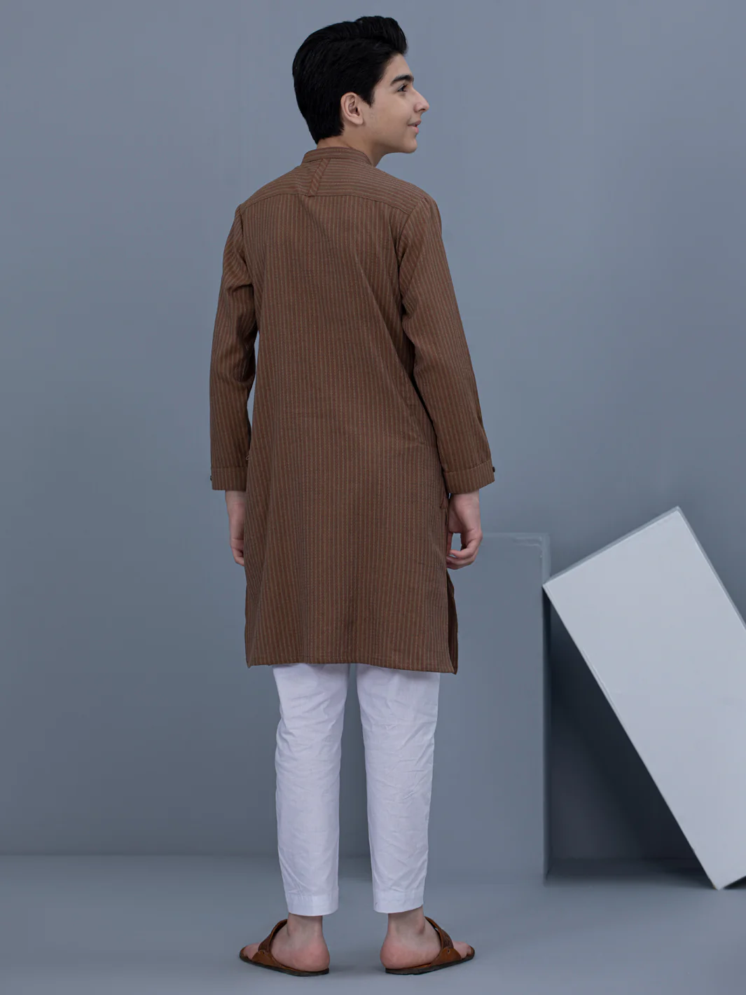 Brown Cotton Kurta - ALT-K-023A - Image 3