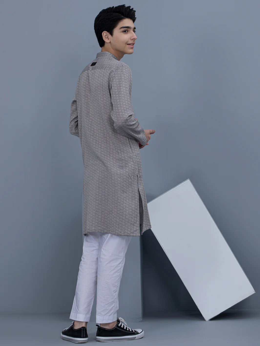 Light Grey Cotton Kurta - ALT-K-028 - Image 2