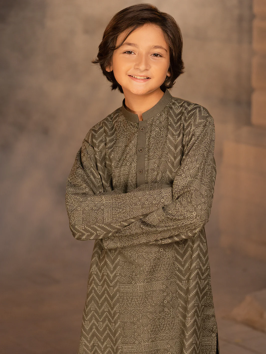 Olive Green Blended Kurta - ALT-K-035D - Image 2