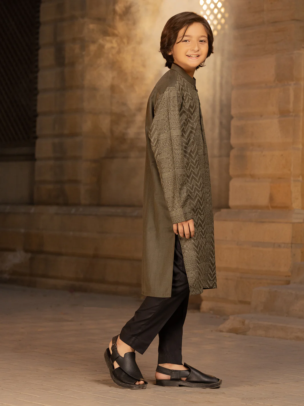 Olive Green Blended Kurta - ALT-K-035D - Image 3