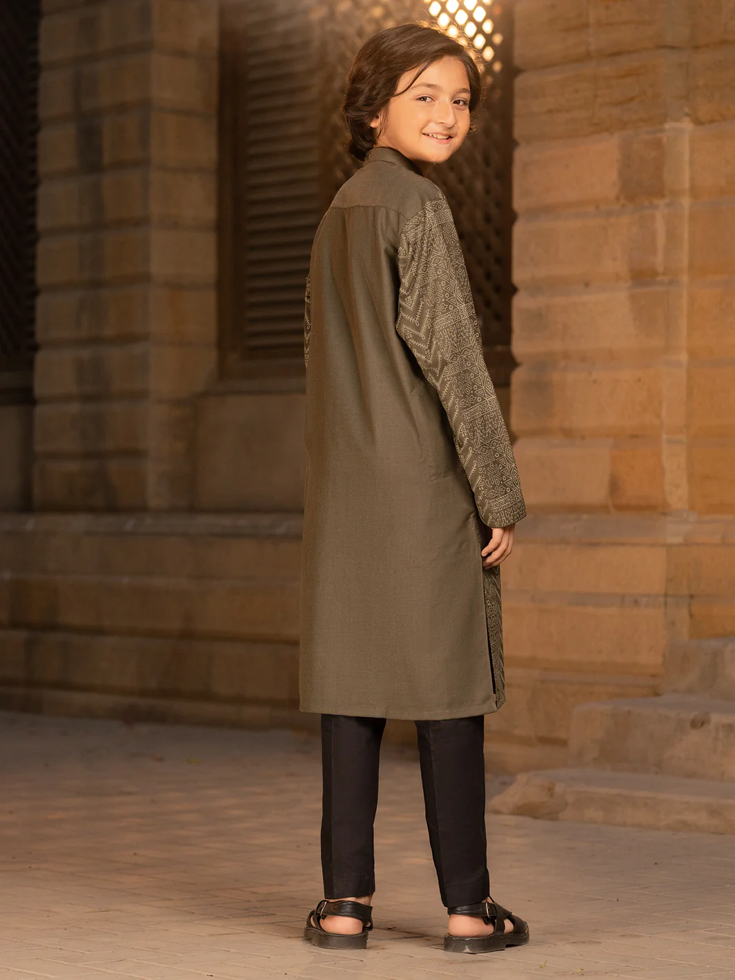 Olive Green Blended Kurta - ALT-K-035D - Image 4