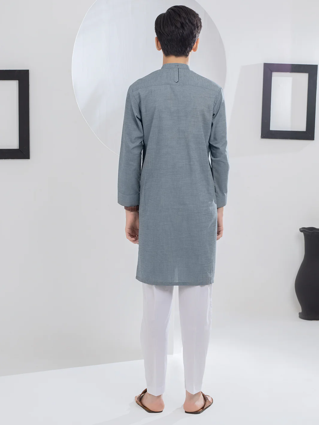Grey Blended Kurta - ALT-K-045 - Image 3