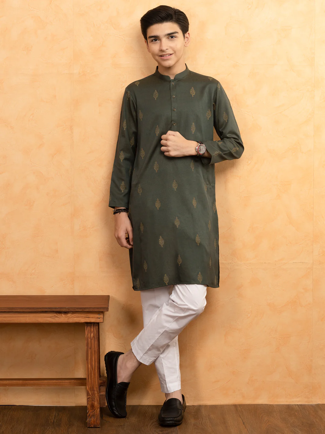 Green Blended Kurta - ALT-K-047B - Image 3