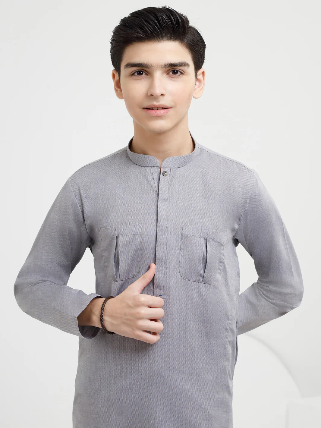 Light Grey Cotton Kurta - ALT-K-049 - Image 2