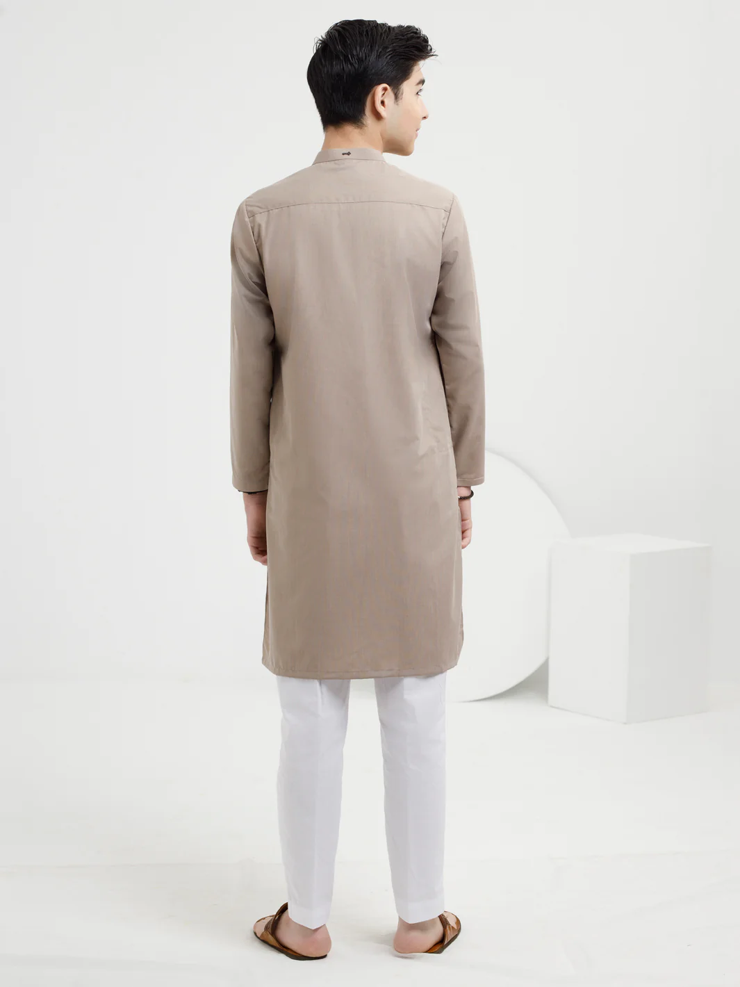 Dark Beige Blended Kurta - ALT-K-050 - Image 3