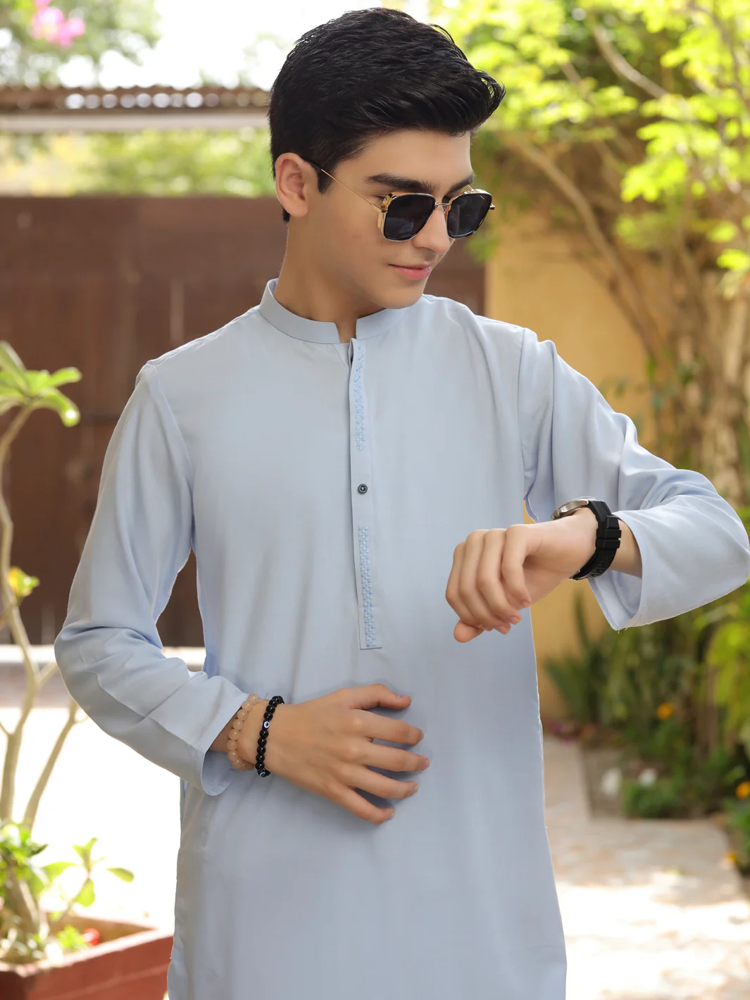 Light Blue Blended Kurta - ALT-K-058B - Image 2