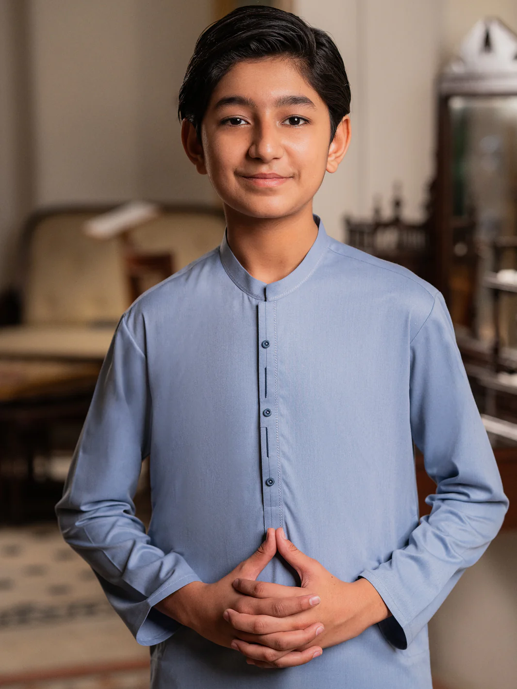 Light Blue Blended Kurta - ALT-K-063 - Image 3
