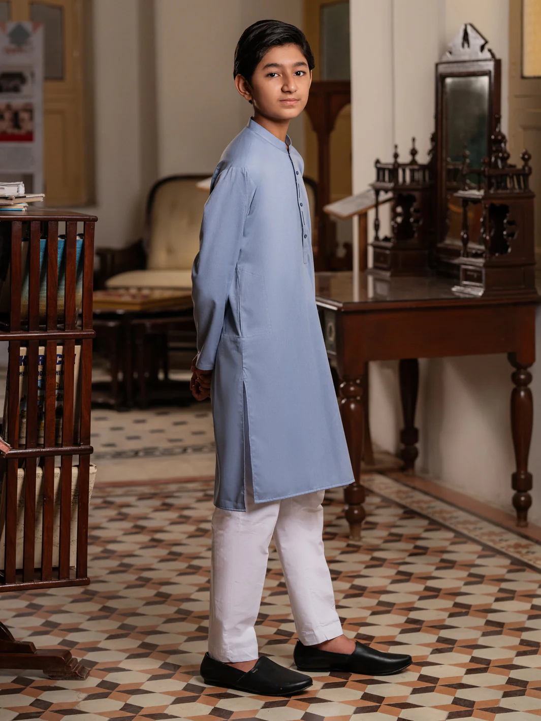 Light Blue Blended Kurta - ALT-K-063 - Image 4