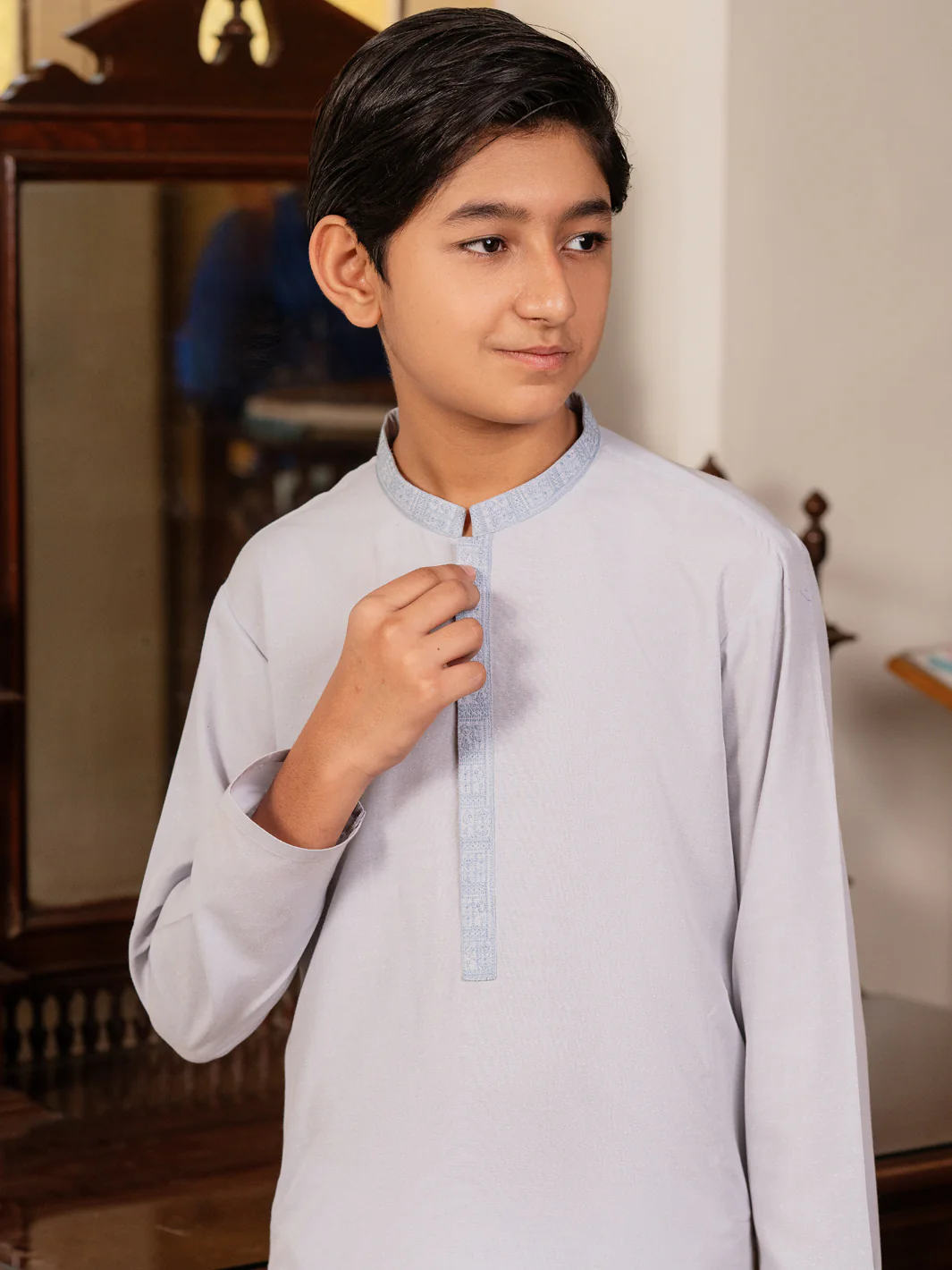 Light Blue Blended Kurta - ALT-K-064 - Image 3