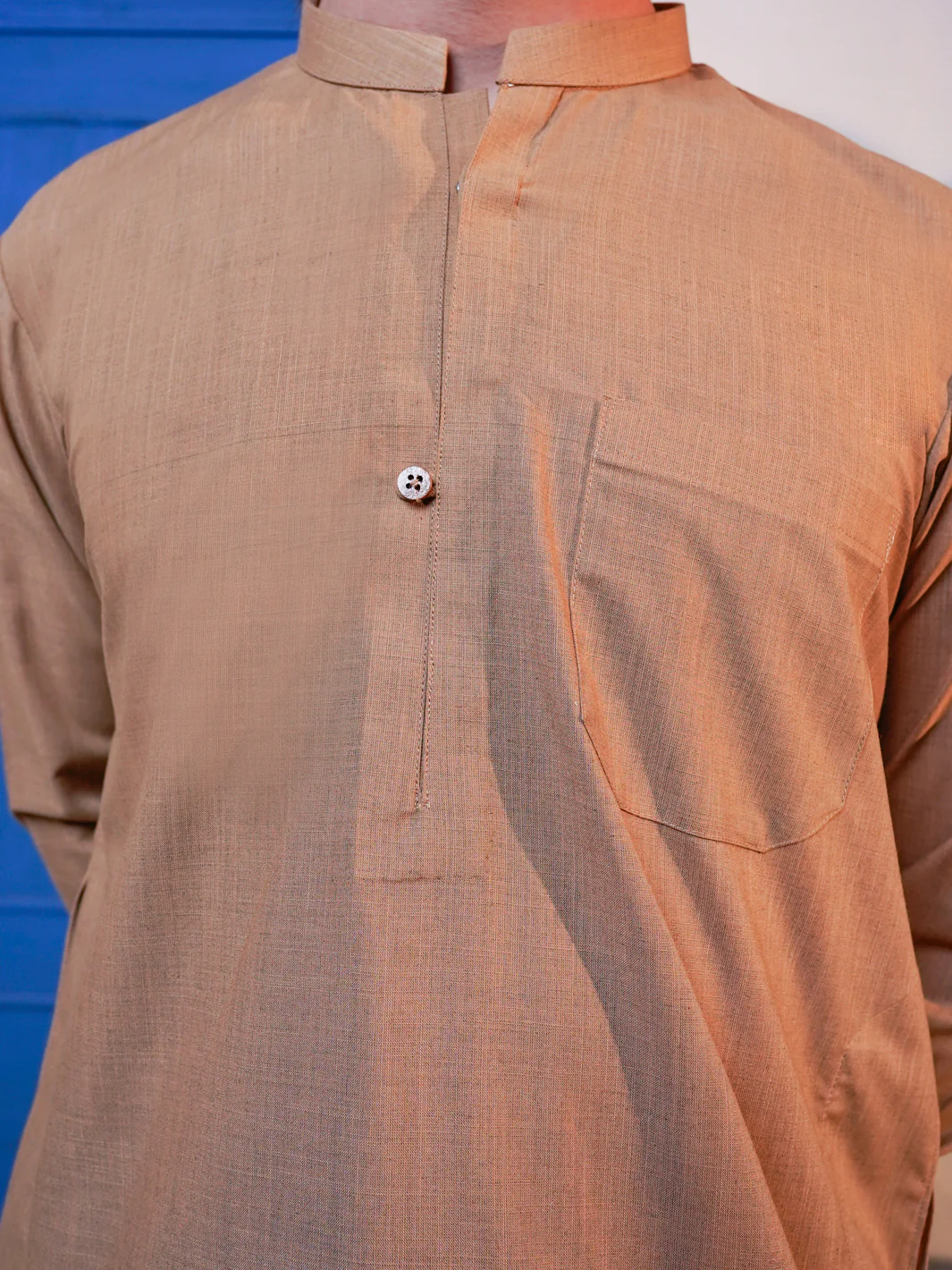 Camel Brown Blended Kameez Shalwar - ALT-KS-069 - Image 2