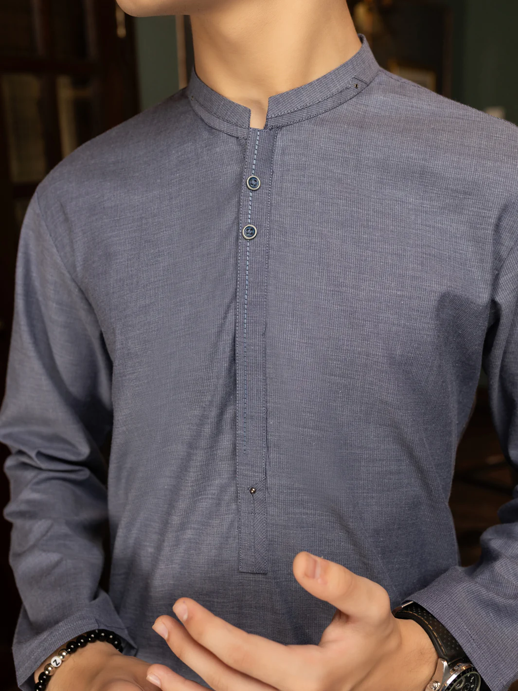 Blue Blended Kameez Shalwar - ALT-KS-074 - Image 3