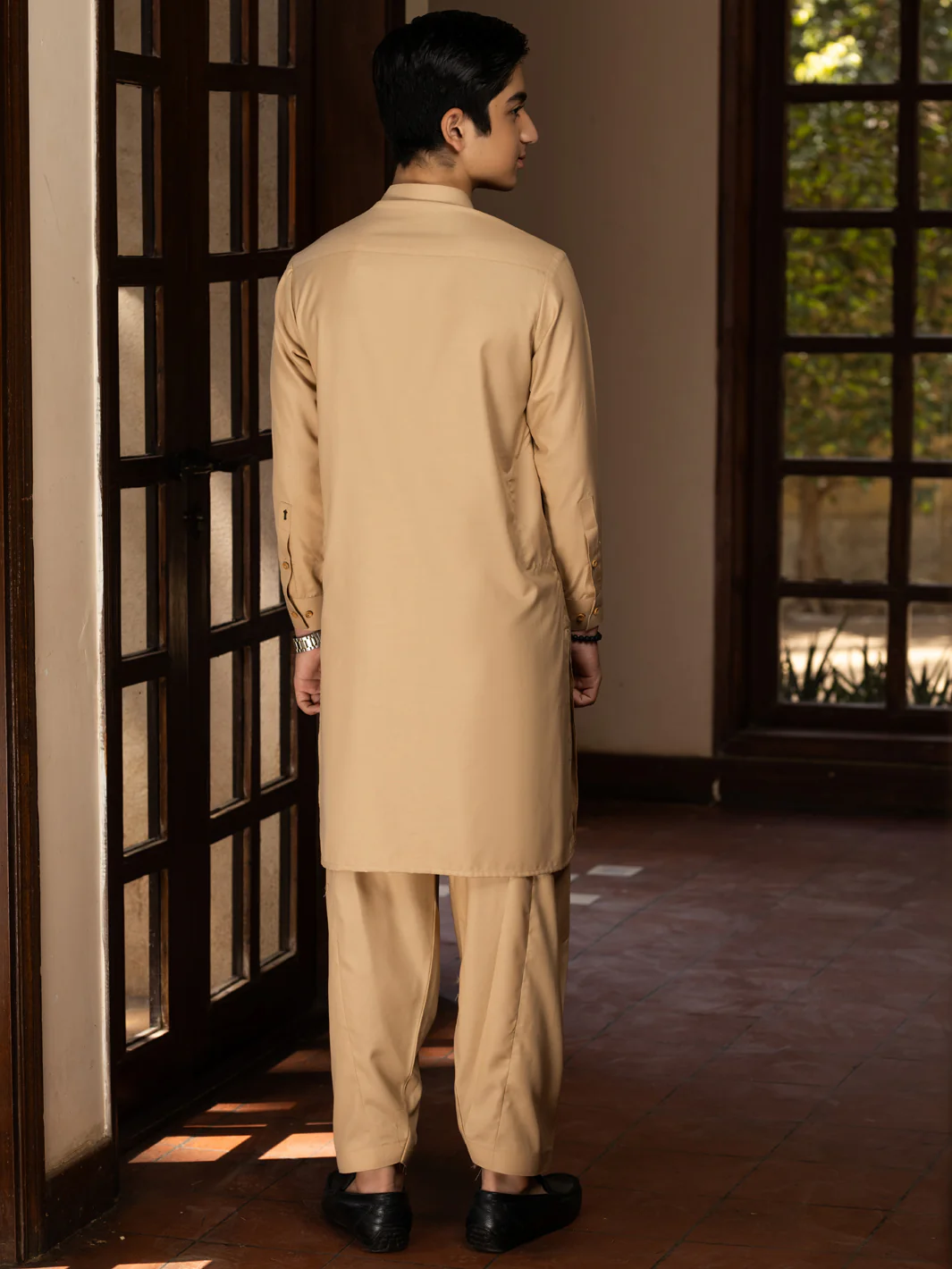 Fawn Blended Kameez Shalwar - ALT-KS-075 - Image 2