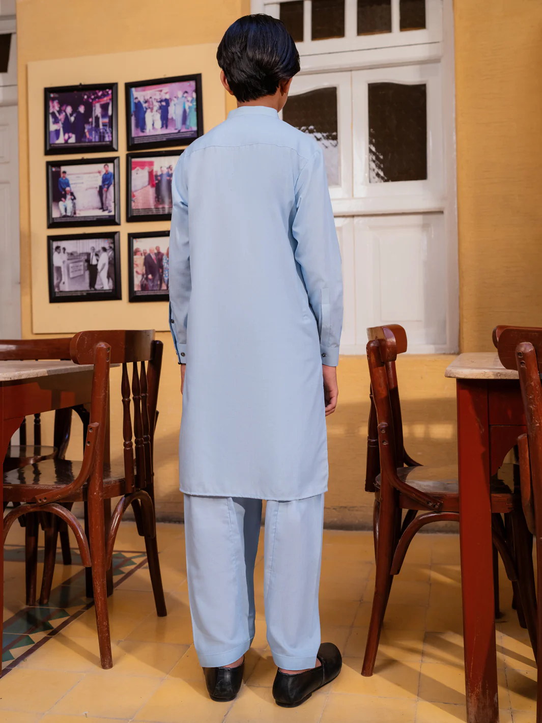 Sky Blue Blended Kameez Shalwar - ALT-KS-088 - Image 3