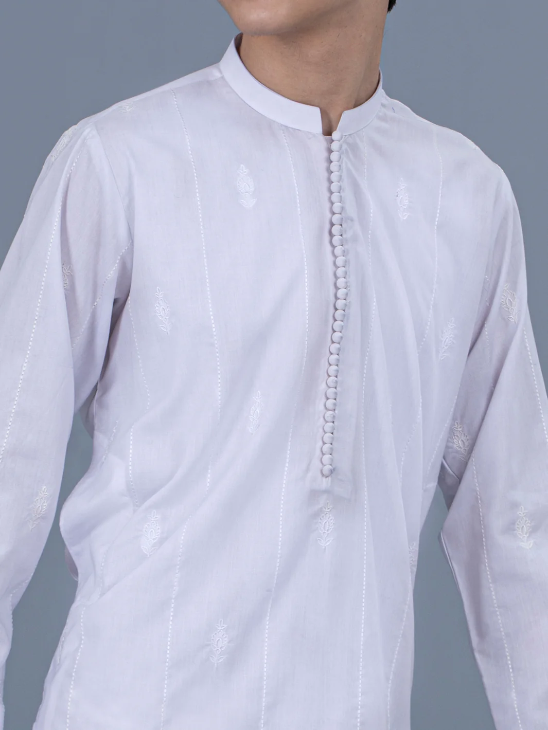 White Blended Kurta Trouser - ALT-KT-036A - Image 3