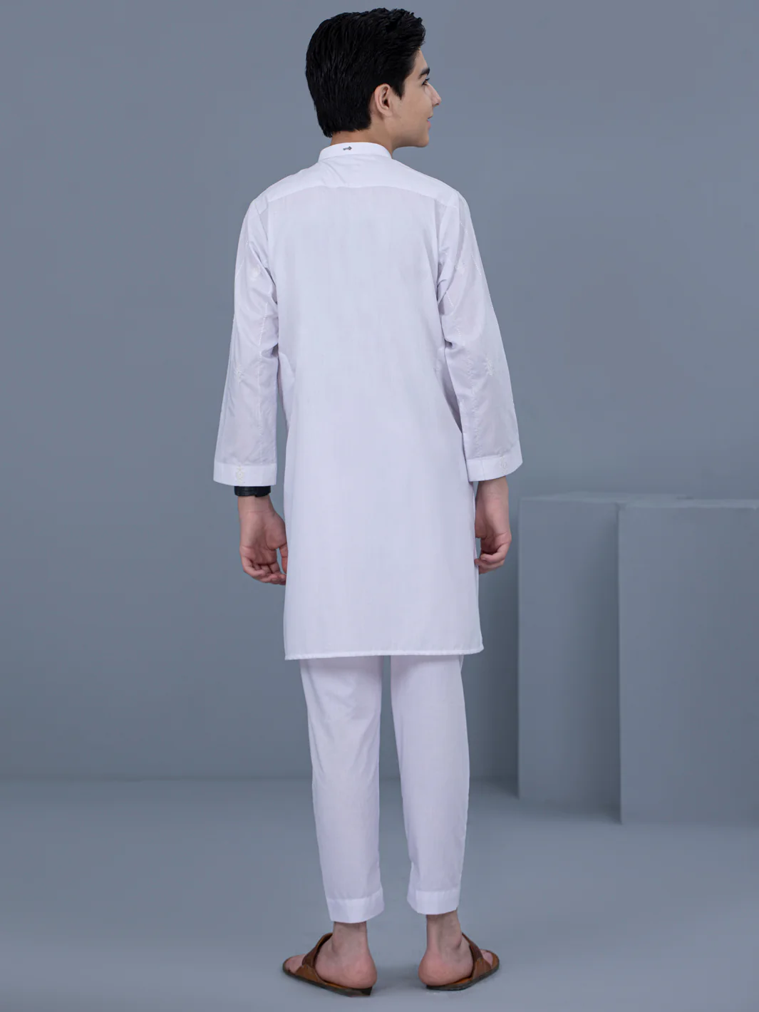White Blended Kurta Trouser - ALT-KT-036A - Image 4
